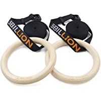 5BILLION Anillos de Gimnasia de Madera-Anillos de Gimnasio Olímpico con Hebillas Ajustables Correas-Entrenamiento para…